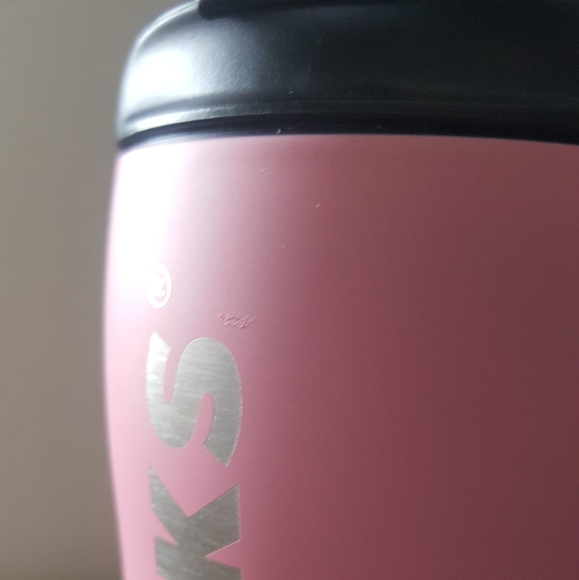 Starbucks 2008 pink and silver curvy stainless steel hot beverage cup mug 12oz - Picture 4 of 12